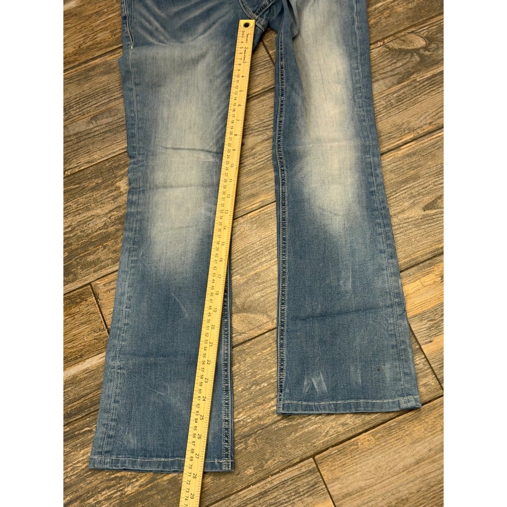 Miss Me Signature Bootcut Jeans Medium Wash Bling Flap Size 26x28 Short Y2K - Picture 8 of 12